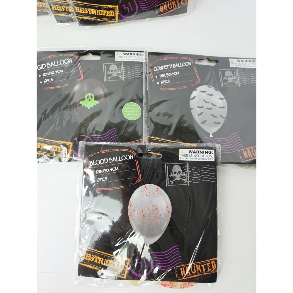 Halloween Balloon Lot Horror Haunted Party blood 12" 6pcs x 9 NEW